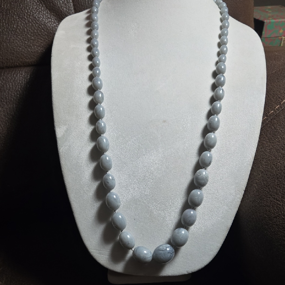 Blue Chalcedony Bead Necklace